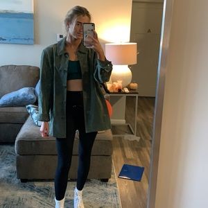 Vintage Cherokee green genuine leather Button down jacket